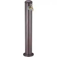 Relaxdays Wasserzapfsäule für Garten, antik, mit Wasserhahn, 3/4 Zoll Anschluss, runde Zapfsäule, 91 cm hoch, braun