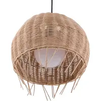Beliani Hängeleuchte Hellbraun Rattan Schirm in Kugelform mit Korbgeflecht Ethno Stil