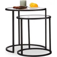 Relaxdays Beistelltische 2er Set Stahl Glas Schwarz 50,5 cm x 50 cm 6,5 kg