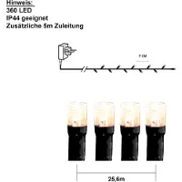 Star Trading LED Lichterkette - Crispy Ice Serie - 360 neutralweiße LED - L: 25,2m - schwarzes Kabel - für Außen