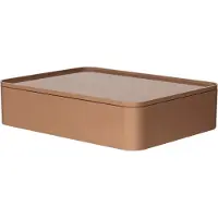HAN Schubladenbox Allison SMART-ORGANIZER Utensilienbox mit Innenschale und Deckel/Serviertablett, stapelbar, Büro, Schreibtisch, Badezimmer, Küche, möbelschonende Gummifüße, 1110-83, caramel brown
