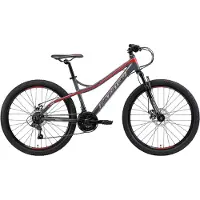 Bikestar Hardtail Aluminium Mountainbike 26 Zoll, 21 Gang Shimano Schaltung mit Scheibenbremse | 16 Zoll Rahmen MTB Erwachsenen- und Jugendfahrrad | Grau & Rot