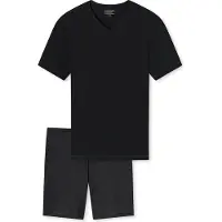Schiesser Shorty "Uncover Nightwear" 2 tlg. V-Ausschnitt, Kurzarm, Kurze Hose, Reine Baumwolle, weich
