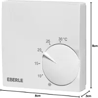 Eberle 131110151100 Polarweißer Raumregler extra flach, 5-30C, AC 230V, 1Öffner, 5 A. RTR-S 6121-1
