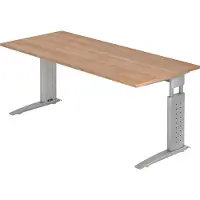 Hjh OFFICE PRO UNDA 19 S - 180 x 80 Nussbaum/Silber höhenverstellbar