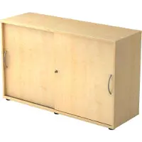 Hjh OFFICE PRO BETA 1752S - Ahorn 2 OH Schiebetürenschrank Bogengriff Metall
