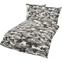 TRAUMSCHLAF Bettwäsche Camouflage graphit 155x220 cm + 80x80 cm