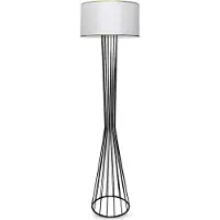 Opviq , Moderne Stehlampe aus 100% Metall, Höhe 155 cm, E27 Fassung (max. 40 W), weißer Stoffschirm (21 x 38 cm) | Elegantes, industrielles Design für jeden Raum.