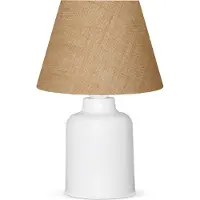 Opviq , Hochwertige Tischlampe, Creme und Weiß, 31 cm hoch, Jutekappe (22 x 14 cm), 150 cm Kabel, E27 Fassung, Max 40 W | Rustikales Design für modernes Wohnen.
