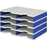 Styro Sortierstation styrodoc Standard, DIN C4, 4 Etagen/2-reihig/8 Fächer, grau/blau