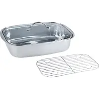 Riess Kelomat Bräter Classico 3 tlg mit Rost und Glasdeckel 6 Liter Edelstahl