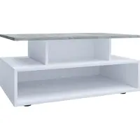 VCM Couchtisch "Holz Sofatisch Couchtisch Wohnzimmertisch Esila", grau (weiß, beton, optik), B:80cm T:50cm, Tische, Couchtisch