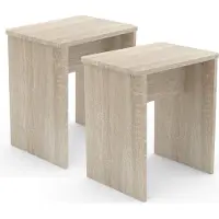 Hioshop 2er Set Holz Sitzhocker Würfel Fussablage Beistelltisch Esal