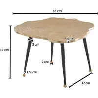 Wohnling Couchtisch Aluminium Baumscheibe 64x64x37 cm Sofatisch Metall Gold Wohnzimmertisch Rund Kleiner Kaffeetisch Modern Beistelltisch Anstelltisch