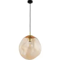 Licht-Erlebnisse Hängeleuchte Kugelschirm Glas Ø 40 cm in Gold Esszimmer Hängelampe