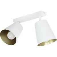 Licht-Erlebnisse Deckenstrahler verstellbar "Bomer" Weiß Gold E27 Retro Deckenleuchte Wohnzimmer