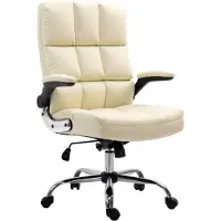MCW Bürostuhl MCW-J21, Chefsessel Drehstuhl Schreibtischstuhl, höhenverstellbar Kunstleder creme