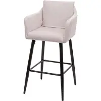 Mendler Barhocker MCW-H93, Barstuhl Tresenhocker, Fußablage Metall Stoff/Textil creme-beige