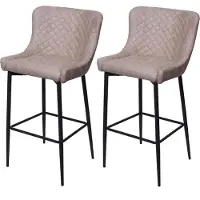 Mendler 2er-Set Barhocker MCW-H79, Barstuhl Tresenhocker, Vintage Metall Fußablage Stoff/Textil grau