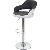 Mendler Barhocker MCW-F16, Barstuhl Tresenhocker Drehhocker, mit Lehne Kunstleder schwarz-weiß