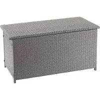 Mendler Poly-Rattan Kissenbox MCW-D88, Gartentruhe Auflagenbox Truhe Basic grau, 63x135x52cm 320l