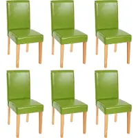 Mendler 6er-Set Esszimmerstuhl Stuhl Küchenstuhl Littau Kunstleder, grün, helle Beine