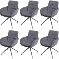 Mendler 6er-Set Esszimmerstuhl MCW-K32, Küchenstuhl Lehnstuhl Stuhl, drehbar Auto-Position, Stoff/Textil MVG Cord grau