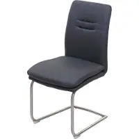Mendler Esszimmerstuhl MCW-H70, Küchenstuhl Freischwinger Lehnstuhl Stuhl, Stoff/Textil Edelstahl gebürstet dunkelgrau