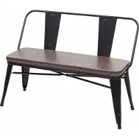 Mendler 2er Sitzbank MCW-H10, Zweisitzer Garderobenbank Esszimmerbank Industrie-Design Vintage Kunstleder schwarz-braun