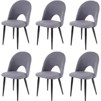 Mendler 6er-Set Esszimmerstuhl MCW-D73, Stuhl Küchenstuhl, Stoff/Textil dunkelgrau