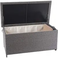 Mendler Poly-Rattan Kissenbox MCW-D88, Gartentruhe Auflagenbox Truhe Premium grau, 51x115x59cm 250l