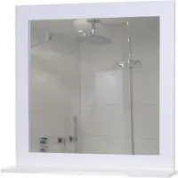 Mendler Wandspiegel MCW-F75, Badezimmer Badspiegel Spiegel, Ablagefläche Landhaus 58x59x12cm weiß