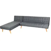 Mendler Ecksofa MCW-K38, Sofa Klappsofa, Liegefläche links/rechts, Stoff/Textil Massivholz MVG- 256cm dunkelgrau