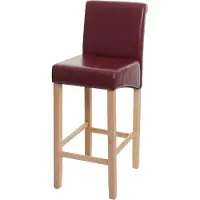 Mendler Barhocker MCW-C33, Barstuhl Tresenhocker, Holz MVG- rot-braun, helle Beine, Kunstleder