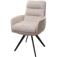 MCW Esszimmerstuhl MCW-G66, Küchenstuhl Stuhl, drehbar Auto-Position Stoff/Textil MVG creme, mit Armlehne