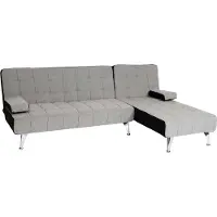 Mendler Schlafsofa MCW-K22, Couch Ecksofa Sofa, Liegefläche links/rechts Schlaffunktion 236cm Stoff/Textil hellgrau, schwarz