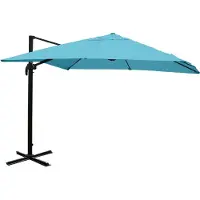Mendler Gastronomie-Ampelschirm MCW-A96, Sonnenschirm 3x3m (Ø4,24m) Polyester Alu/Stahl 23kg türkis ohne Ständer