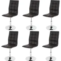Mendler 6er-Set Esszimmerstuhl MCW-C41, Stuhl Küchenstuhl, höhenverstellbar drehbar, Kunstleder MVG- braun