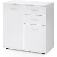 FineBuy Kommode Weiß mit Türen & Schubladen 71 x 78 x 35,5 cm Schrank Holz Flurschrank modern Mehrzweckschrank klein Anrichte Sideboard matt