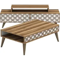 Skye Decor , City - Walnut, White, Wohnzimmermöbel-Set, Nussbaum, 100 % MELAMINBESCHICHTETE SPANPLATTEN, 140 x 41,8 x 48,8 cm