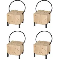 Mendler 4er-Set Esszimmerstuhl MCW-L76, Besucherstuhl Hocker, Industrial Metall Massiv-Holz MVG-, natur