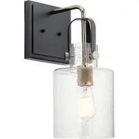 Kichler Elstead Kitner Wandleuchte E27 Poliertes Nickel Klar mit Luftbläschen
