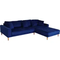 Mendler Ecksofa MCW-J54, Couch Sofa 3-Sitzer L-Form Liegefläche links/rechts 295cm Samt blau