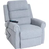 Mendler Fernsehsessel MCW-K63, Relaxsessel Sessel, Liegefunktion Aufstehhilfe Massage Heizfunktion, Stoff/Textil hellgrau