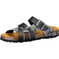 Lico Damen Pantolette Bioline Flora mit Kork-Fußbett und verstellbarer Schnalle, Größe 36