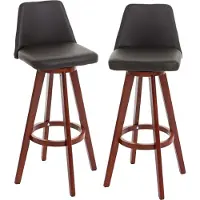 Mendler 2er-Set Barhocker MCW-C43, Barstuhl Tresenhocker, Holz Kunstleder drehbar MVG- braun