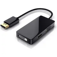 CSL DisplayPort Stecker auf HDMI, DVI, VGA Video-Adapter, 15 cm, 3in1, Konverter-Kabel, Full HD 1080p