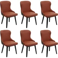 Mendler 6er-Set Esszimmerstuhl MCW-M60, Polsterstuhl Küchenstuhl Lehnstuhl Stuhl, Stoff/Textil Massiv-Holz terrakotta-braun