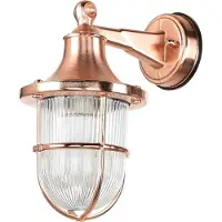 Licht-Erlebnisse Außenlampe Wand in Kupfer IP64 E27 Messing massiv Glas Maritim Außenleuchte Terrasse Haus