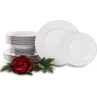 Konsimo Tafelservice für 6 Personen (18-tlg.) "AMELIA CARMEN", Weiß, Porzellan, Elegant, 19 cm / 26 cm / 23 cm